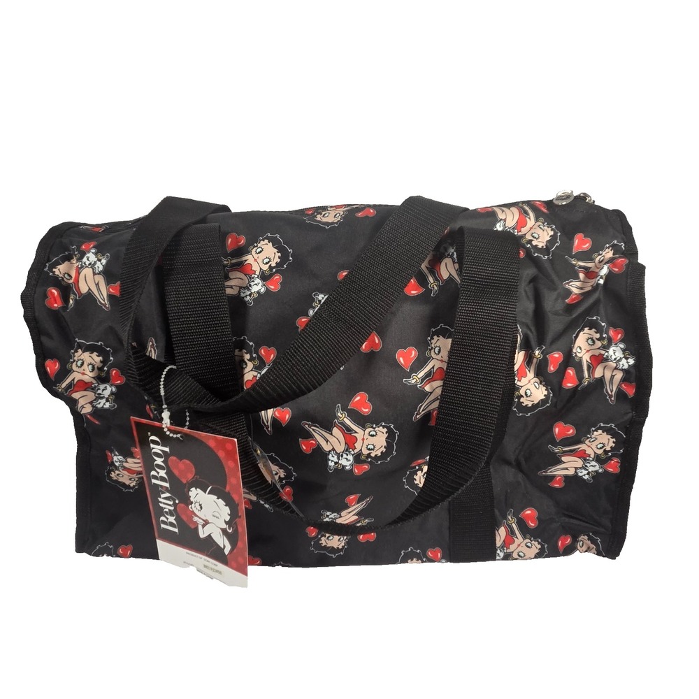 Betty Boop Duffel Bag Women Large Black Red New Heart Travel Gym BN219J2H6B